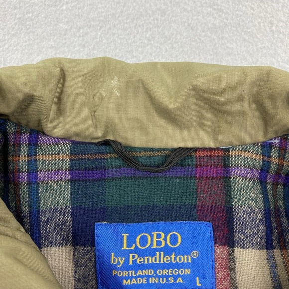 VTG Lobo By Pendleton Jacket Mens Large Beige Full Zip Flannel Lined Thinsulate - Picture 13 of 15